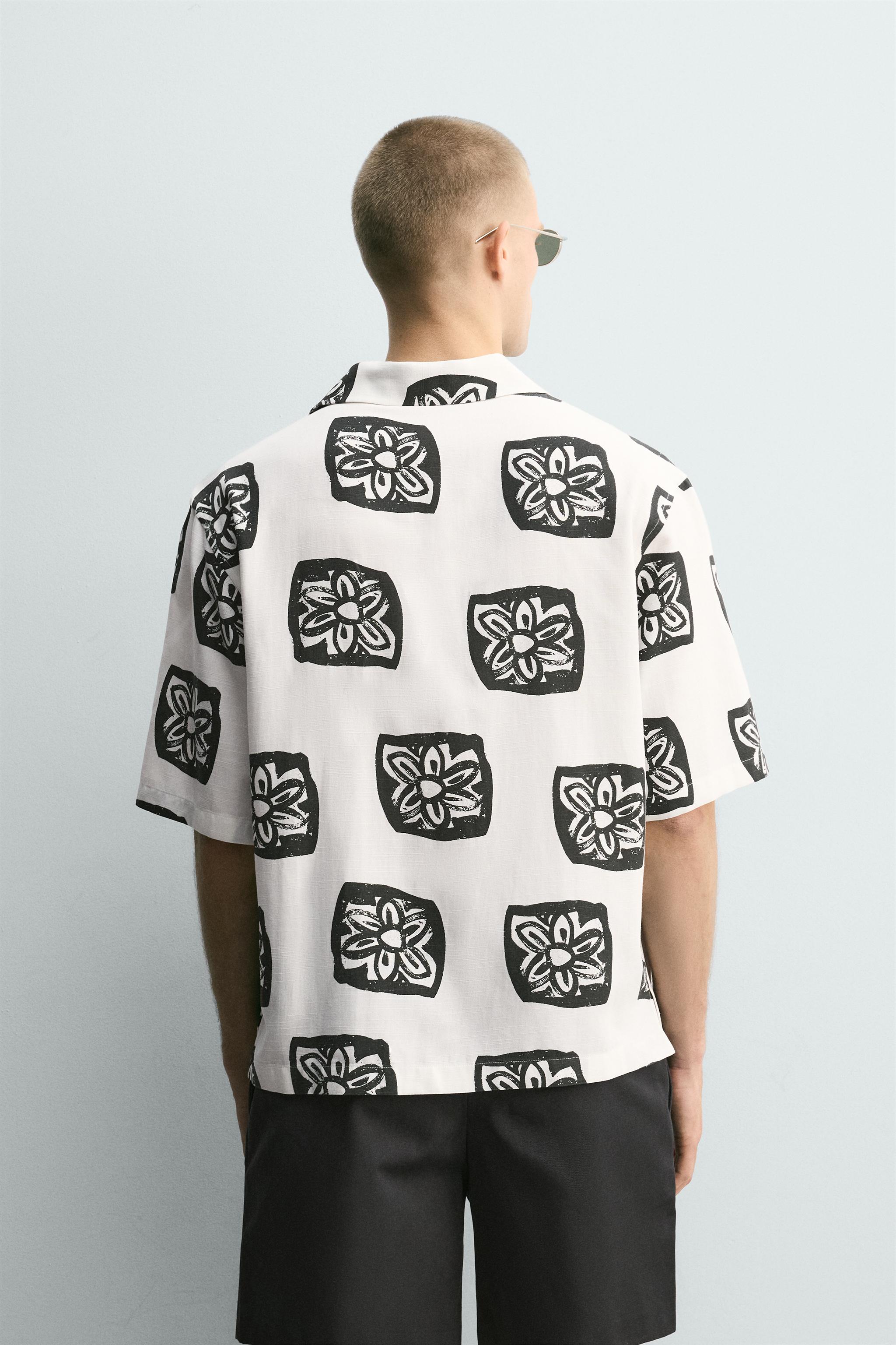 CONTRAST PRINT RELAXED FIT SHIRT